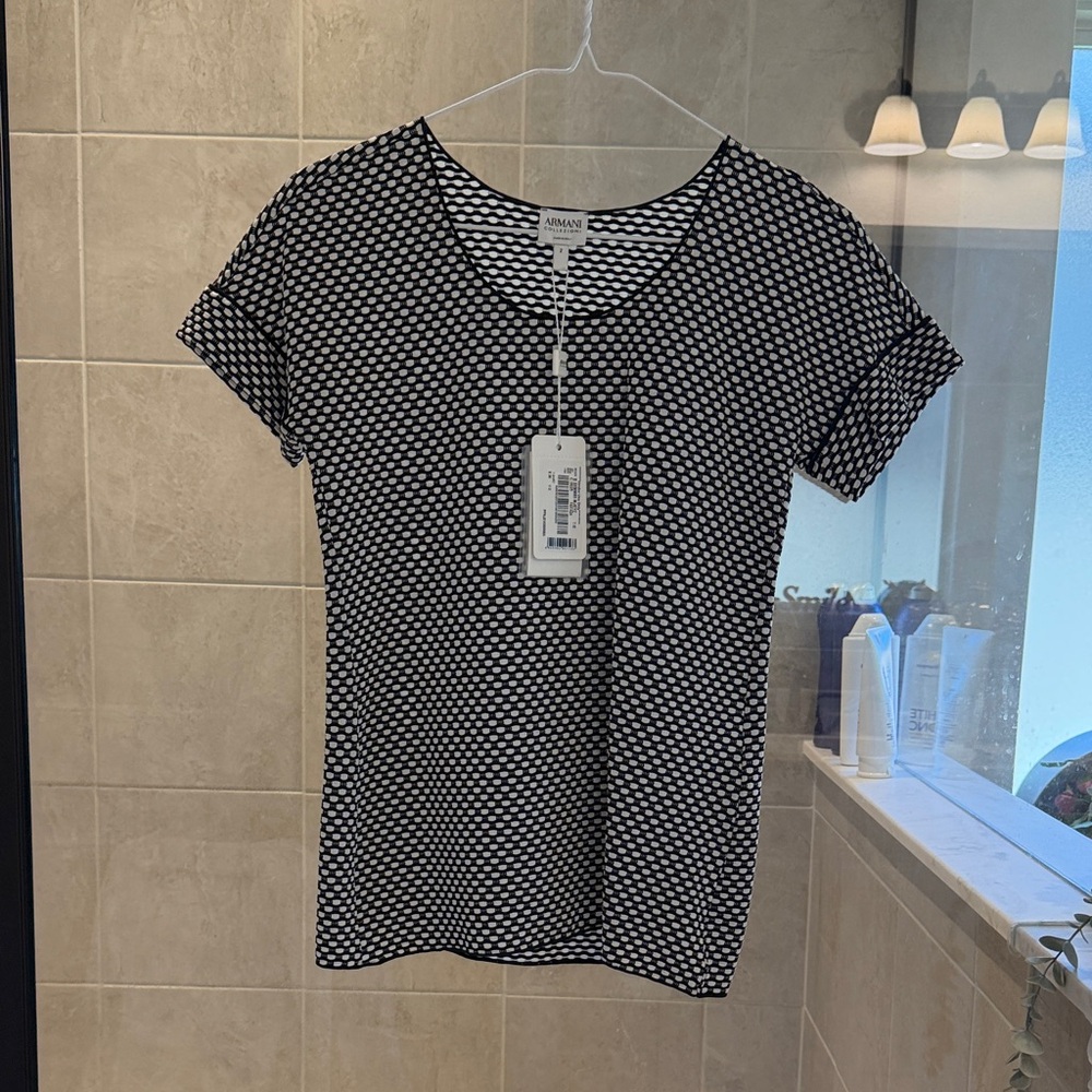 Armani Collezioni Black and White Short Sleeve Top